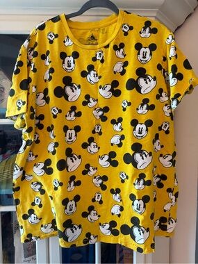 Disney Yellow Tee with Navy Castle Logo